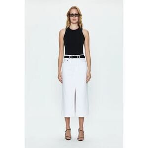 NWT PISTOLA Alice White High Rise Midi Skirt 24 w/ Slit Stretch